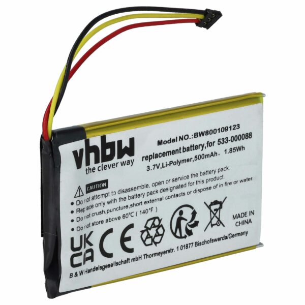 Bateria de Substituição para Touchpad sem Fios Logitech vhbw - 500 mAh 3.7 V Li-polímero com Conector Preto