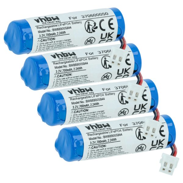Bateria vhbw 700 mAh 3.2V LiFePO4 para Carrera 370600050 - Conjunto de 4 Unidades
