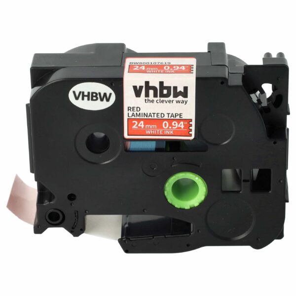 Fita Autocolante vhbw compatível com Brother TZE-455, TZ-455 - 24 mm Branco sobre Vermelho