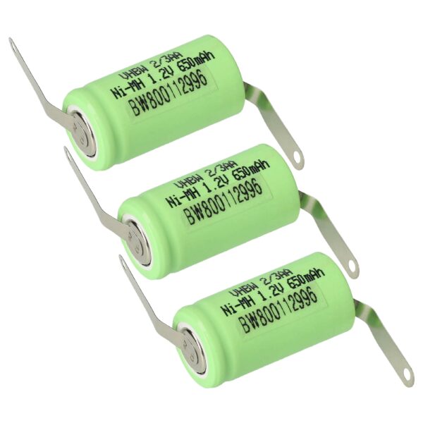 Bateria vhbw 2/3AA NiMH 650 mAh 1.2V para Modelos RC - Pack 3 Unidades