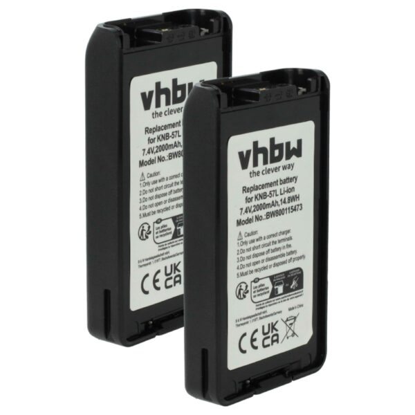 Bateria vhbw 2x para Rádio Kenwood KNB-24LX, KNB-24, KNB-24Li, KNB-25A, KNB-25, KNB-24L - 2000 mAh 7.4V Li-Ion