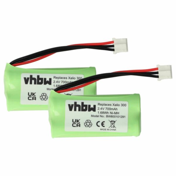 2x Bateria vhbw H-AAA500X2 para Telefone Fixo Philips - 700 mAh 2.4 V NiMH