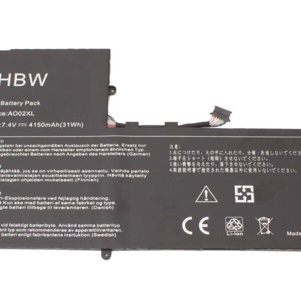 Bateria de Tablet vhbw para HP AO02XL, 728558-005 - 4150 mAh 7.4 V
