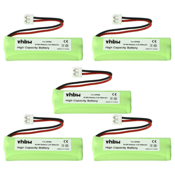 5x Bateria substitui GPHC05RN01, GP1010, VT50AAAALH2BMJZ para telefone Binatone - 500 mAh 2.4 V NiMH