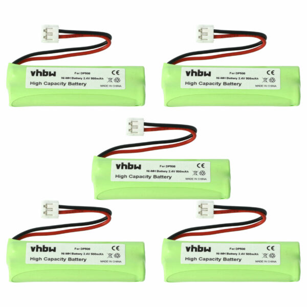 5x Bateria substitui GPHC05RN01, GP1010, VT50AAAALH2BMJZ para telefone Binatone - 500 mAh 2.4 V NiMH
