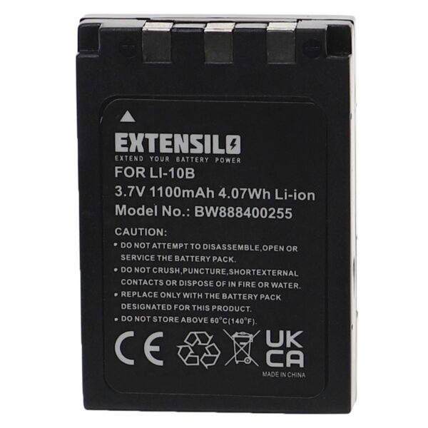 Bateria EXTENSILO Li-Ion 1100mAh 3.7V para Olympus Li-10B, Li-12B