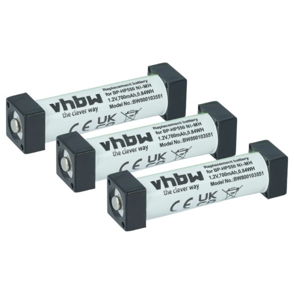 3x Baterias vhbw para auscultadores sem fios Sony BP-HP550, 700 mAh 1.2 V NiMH