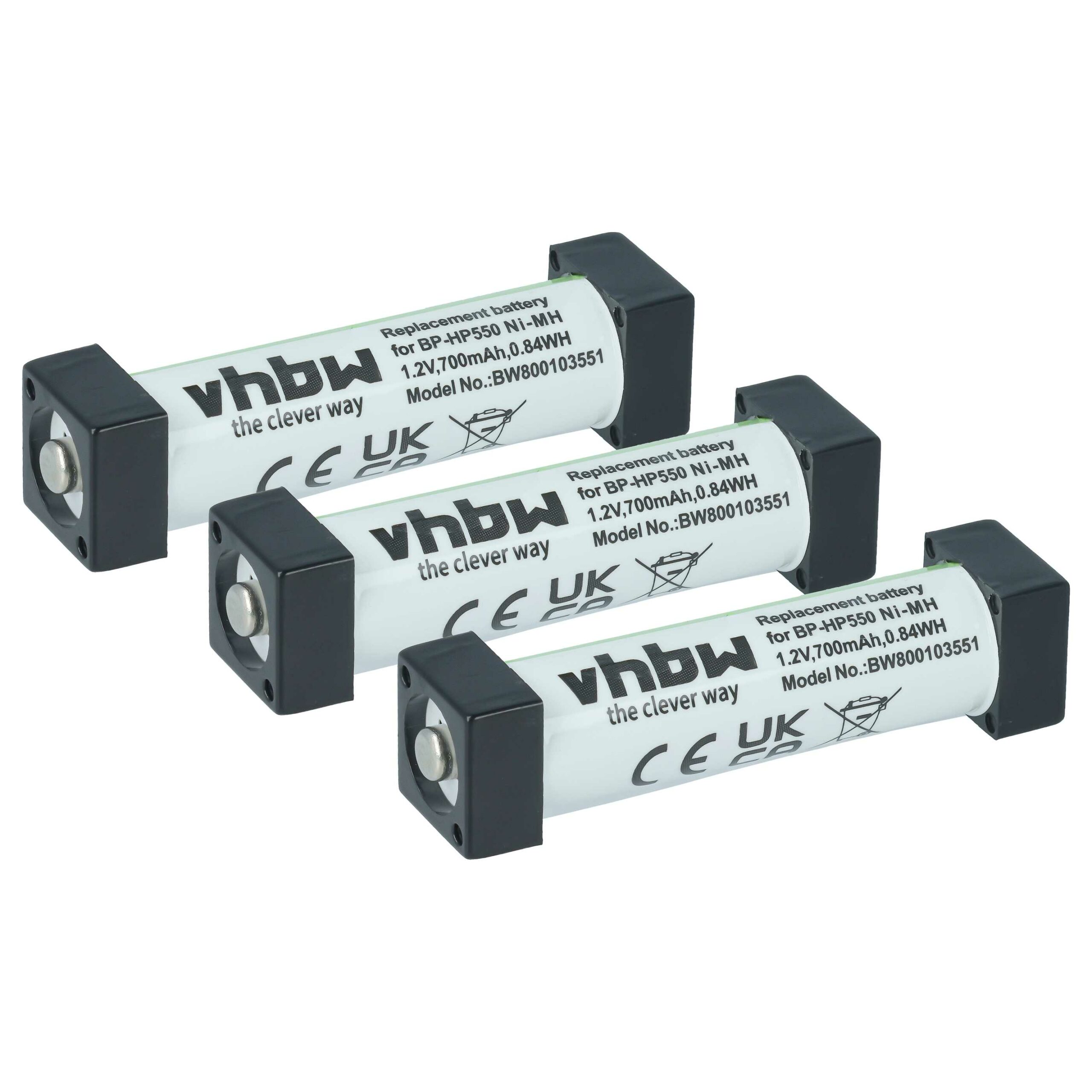 3x Baterias vhbw para auscultadores sem fios Sony BP-HP550, 700 mAh 1.2 V NiMH