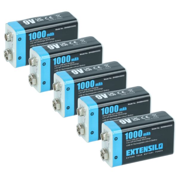 Bateria Bloco 9V EXTENSILO Li-Ion 1 Ah para Sistemas de Alarme Daitem BATV13 e Outros Dispositivos