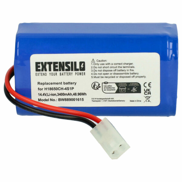 Bateria EXTENSILO compatível com Panasonic, Phicomm, Xiaomi, Flyco e outros - 3400mAh, 14.4V, Li-Ion
