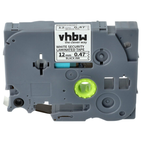 Fita de Etiquetas vhbw Substitui Brother TZE-SE3, TZ-SE3 - 12 mm Preto sobre Branco