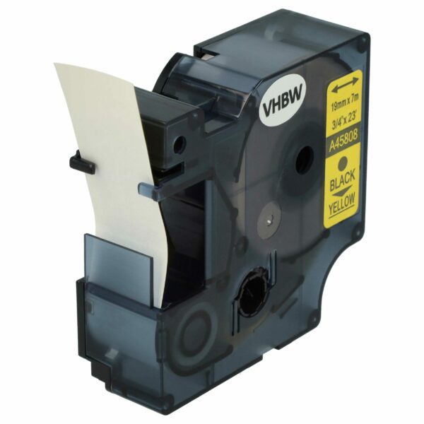 Fita de Etiqueta compatível com Dymo D1 45808 - 19 mm Preto sobre Amarelo