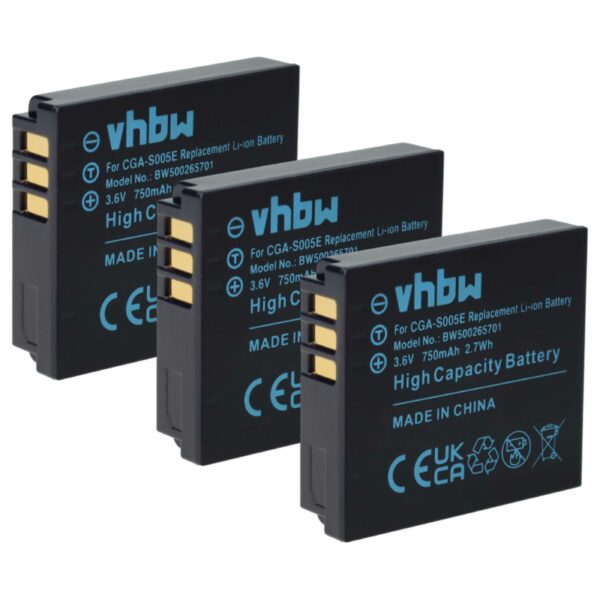 3x Bateria vhbw NP-70 750mAh 3.6V Li-Ion para Câmaras Fujifilm, Leica e Panasonic