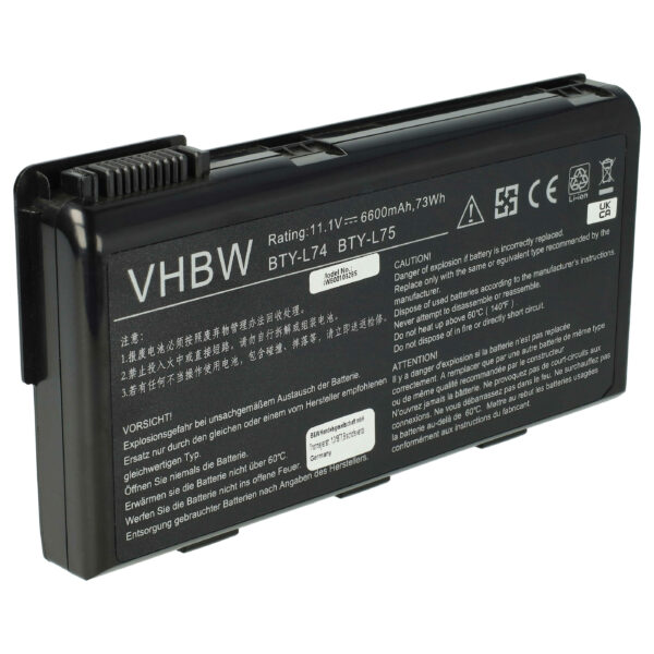 Bateria vhbw para MSI 91NMS17LF6SU1, 957-173XXP-101, 91NMS17LD4SU1 - 6600 mAh 11.1 V Li-Ion