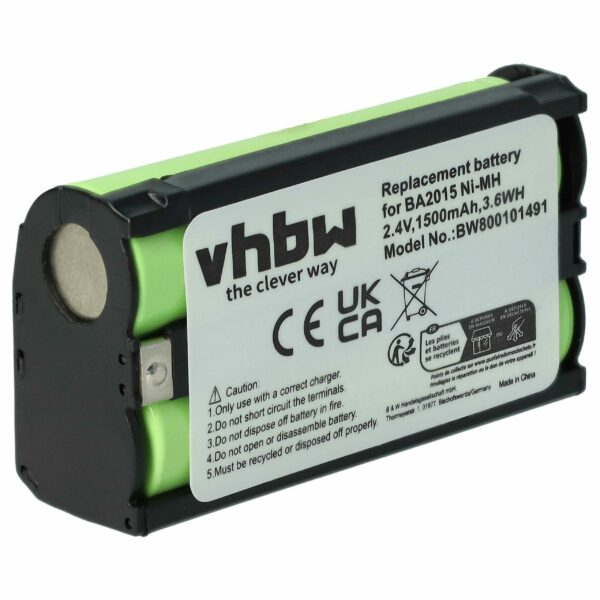 Bateria para Microfone Sennheiser BA2015, BA-2015 - 1500 mAh 2.4 V NiMH vhbw