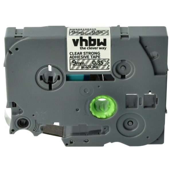 Fita de Etiquetas Compatível Brother TZE-S121 - 9 mm Preto sobre Transparente, Extra Resistente