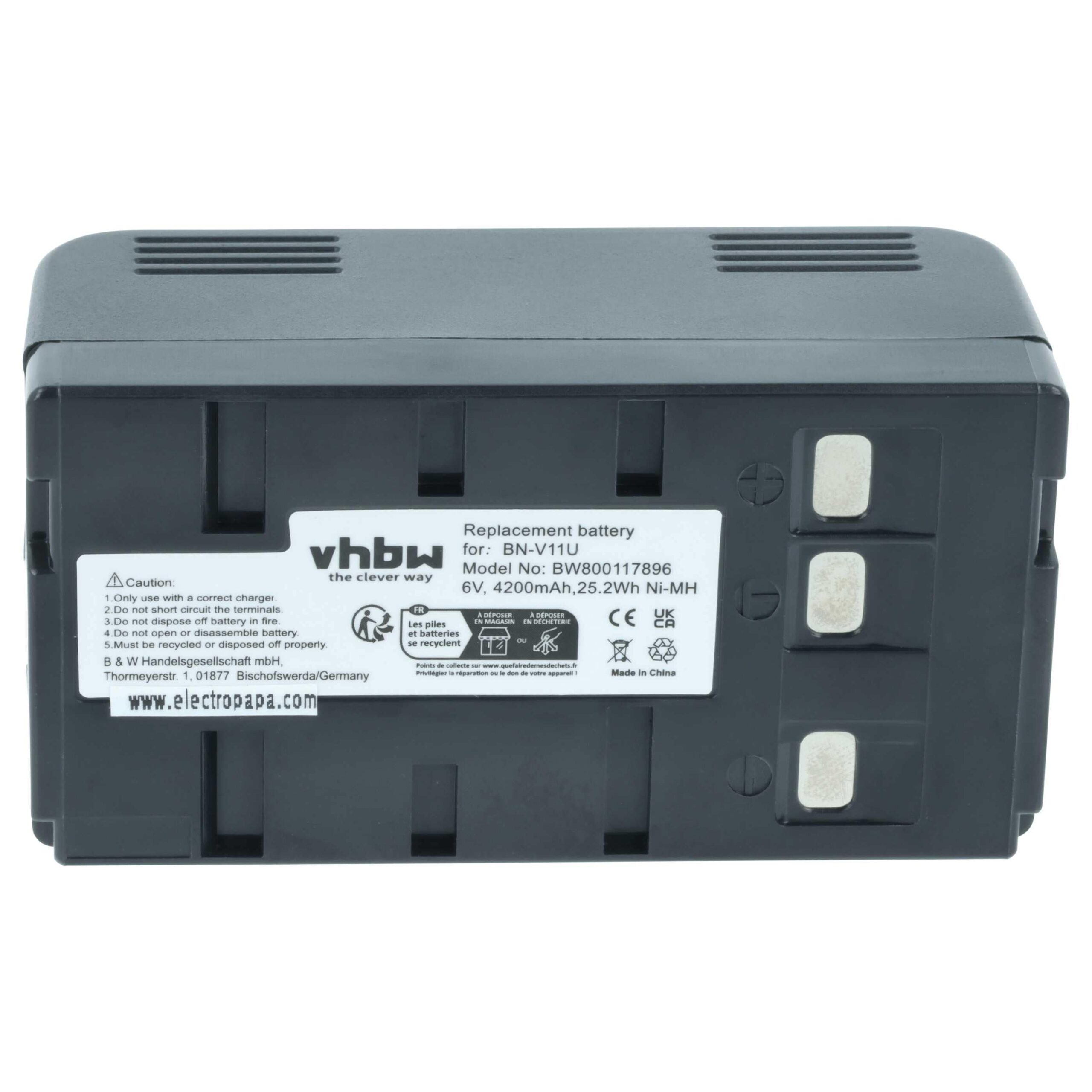 Pack 3 Baterias vhbw compatíveis JVC BN-V22U, BN-V20, BN-V25, BN-V24U - 4200mAh 6V NiMH - Image 3