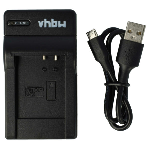 Carregador de Bateria USB-C + Cabo USB-C Compatível Olympus Li-70C - 0,5 A