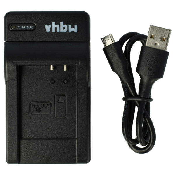Carregador de Bateria USB-C + Cabo USB-C Compatível Olympus Li-70C - 0,5 A