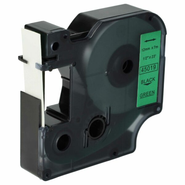 Fita de Etiquetas Compatível com Dymo D1 45019 - 12 mm Preto sobre Verde