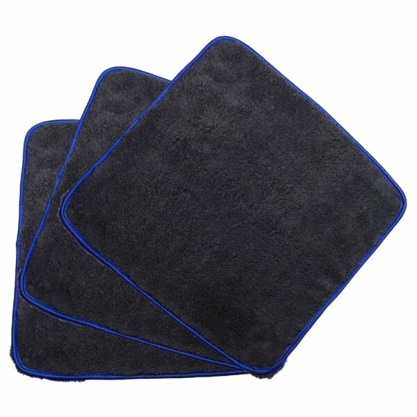 Conjunto de 3 Panos de Microfibra para Carros e Motos vhbw - 40 x 40 cm, Reutilizáveis, Preto/Azul