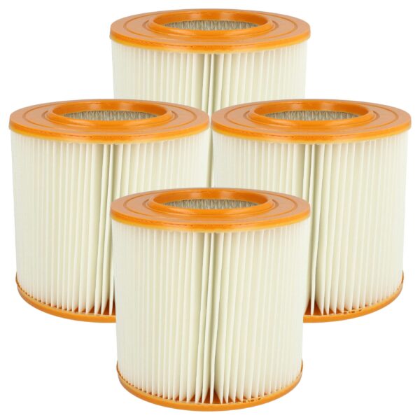 4x Filtro Plissado de Substituição vhbw para Aspirador Allaway 210813, 10819, 2577, 10813, Laranja/Branco
