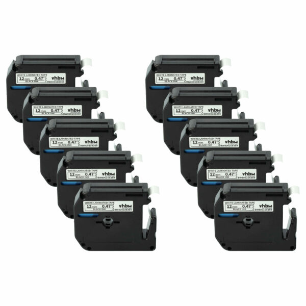 Pack 10x Fita de Etiquetas compatível com Brother M-K231 - 12 mm Preto em Branco