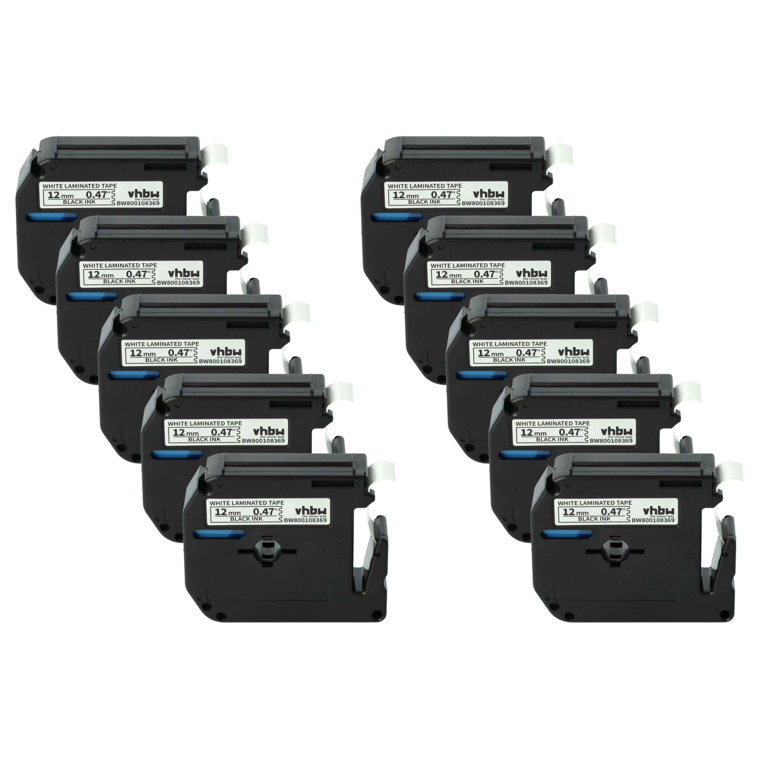 Pack 10x Fita de Etiquetas compatível com Brother M-K231 - 12 mm Preto em Branco