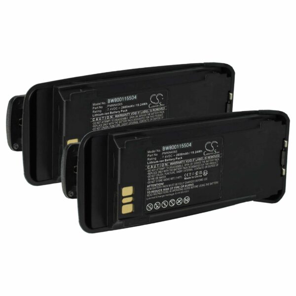 Bateria vhbw 2x 2600 mAh 7.4 V Li-Ion para Motorola NNTN4066, PMNN4065, NNTN4077, NNTN4103 + Clips