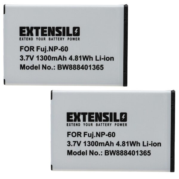 2x Bateria substitui Casio NP-30 - 1300mAh, 3.7V, Li-Ion EXTENSILO