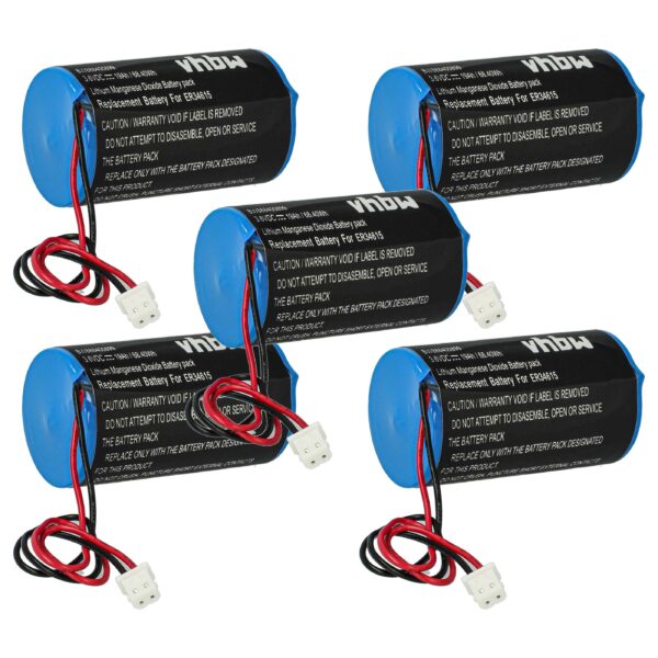 Conjunto de 5 Baterias vhbw para Sistema de Alarme Eve ER34615-GL101 19000 mAh 3.6 V Li-MnO2