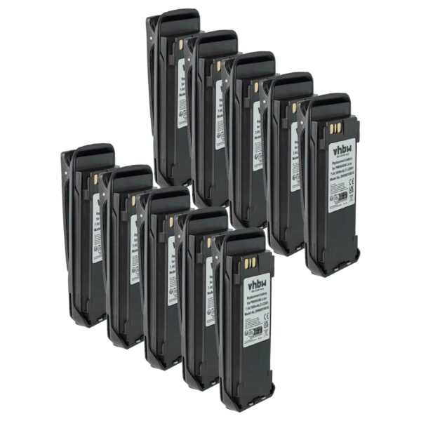 Bateria vhbw 10x para Motorola NNTN4066, PMNN4065, NNTN4077, NNTN4103 - 1800 mAh 7.4 V Li-Ion com Clip