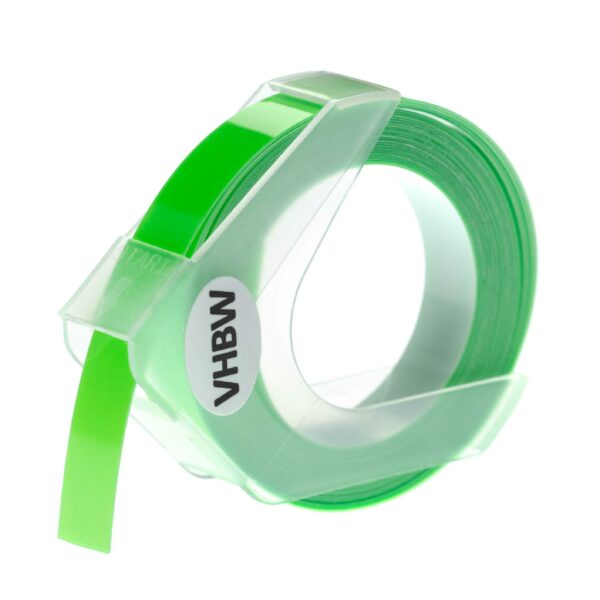 Fita de Relevo 3D vhbw 9 mm Branco em Verde Néon para Dymo, Motex