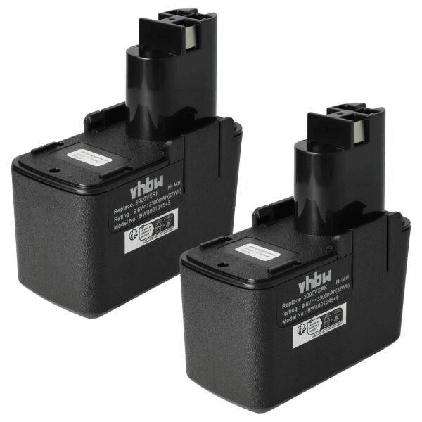 2x Bateria vhbw 9.6V 3300 mAh NiMH para Bosch (substitui 2607335037, 2607335035)