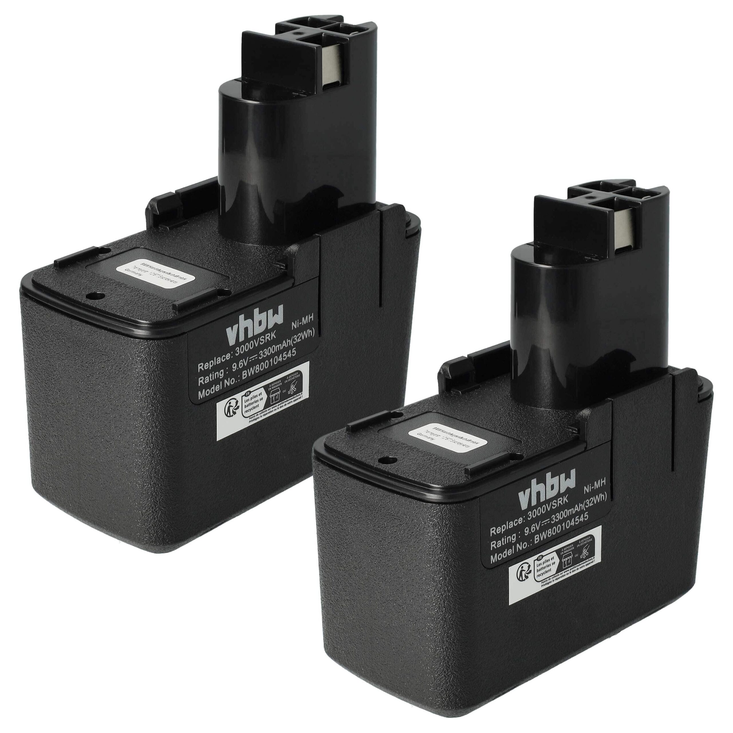 2x Bateria vhbw 9.6V 3300 mAh NiMH para Bosch (substitui 2607335037, 2607335035)