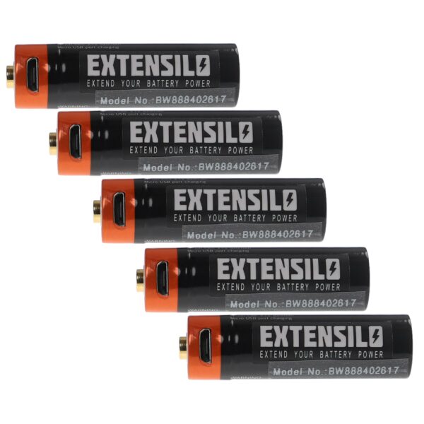 Bateria Recarregável AA Micro 5x EXTENSILO 920 mAh 1.5 V Li-Ion com Micro-USB