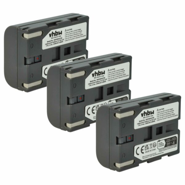 Bateria vhbw 3x para Câmara Vídeo Samsung - SB-L110, SB-L70R, SB-L70, SB-L70A, BB13-SS014 - 1200 mAh 7.4 V Li-Ion
