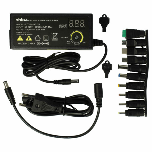 Adaptador de Alimentação Universal vhbw com 10 Conectores - 5 a 24 V