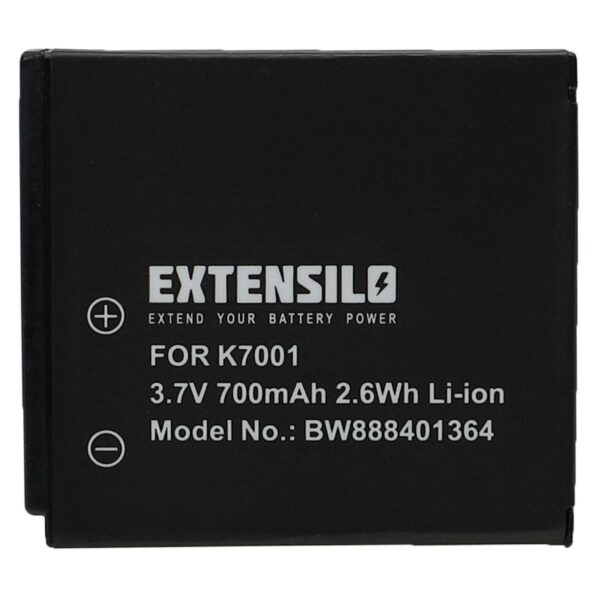Bateria EXTENSILO para Kodak Klic 7001 - 700mAh, 3.7V, Li-Ion
