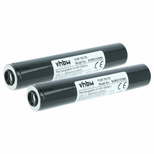 Bateria vhbw 2x para Lanterna Pelican Streamlight 75175, 75375 - 1800 mAh 3.6 V NiMH