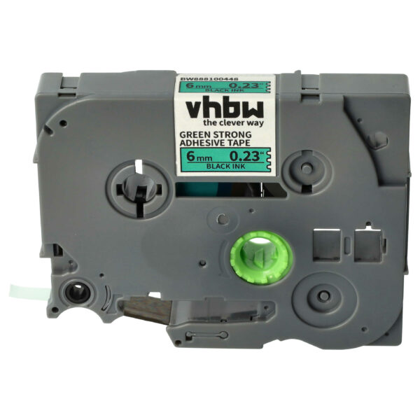 Fita de Etiquetas vhbw Compatível com Brother TZE-S711 - 6 mm Preto sobre Verde, Extra Resistente