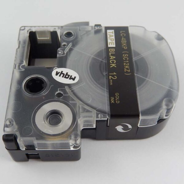 Fita de Etiquetas Compatível Epson LC-4BKP - 12 mm Ouro sobre Preto