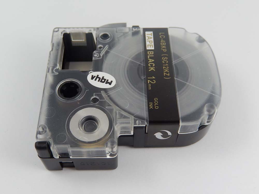 Fita de Etiquetas Compatível Epson LC-4BKP - 12 mm Ouro sobre Preto