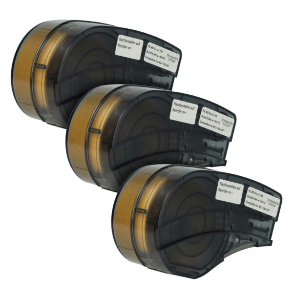 Pack 3x Fita de Etiquetas vhbw compatível Brady M21-750-427 - 19,05 mm Preto sobre Branco, Vinil