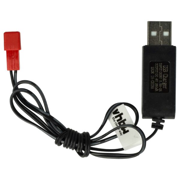 Cabo Carregador USB vhbw para Baterias RC com Contor JST, Modelismo - 60 cm, 6 V