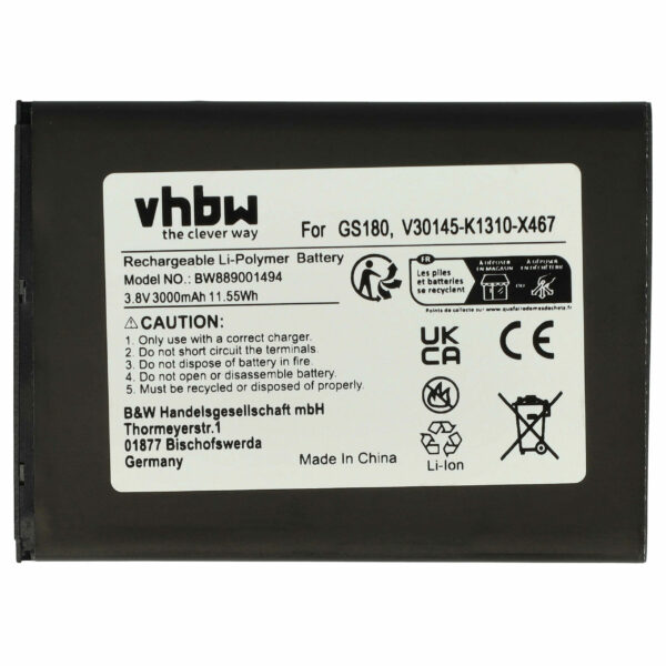 Bateria para Telemóvel Gigaset V30145-K1310-X467 - 3000 mAh 3.8 V Li-polymer vhbw