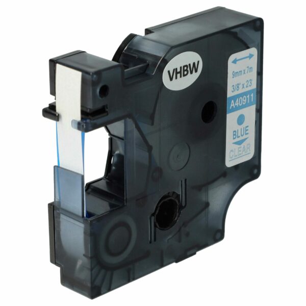 Fita de Etiquetas compatível com Dymo D1 40911 - 9 mm Azul Transparente