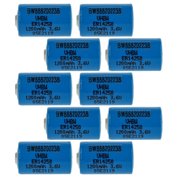 Baterias vhbw ER14250 1/2AA Li-SOCl2 3.6V 1200mAh - 10 unidades