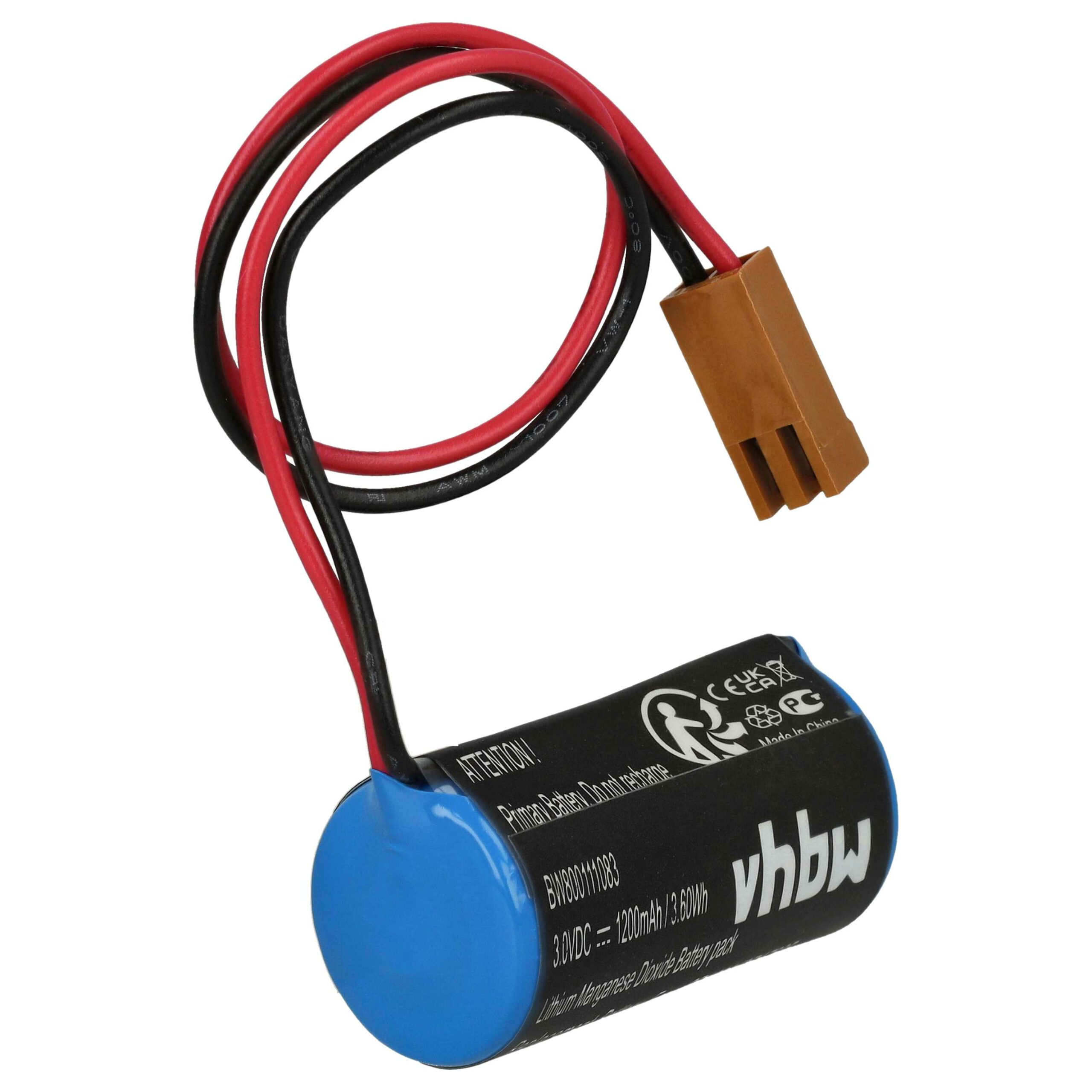 Bateria Industrial vhbw Li-MnO2 3V 1200mAh para Robôs GE Fanuc Panasonic