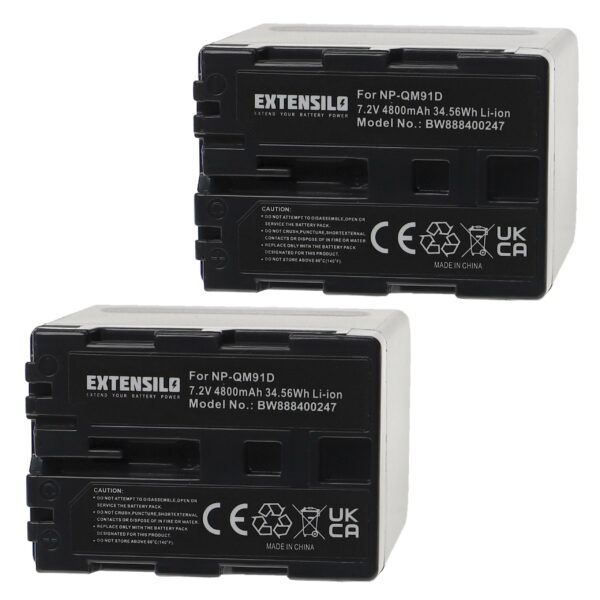 2x Bateria EXTENSILO para Sony NP-FM55H, NP-FM91, NP-FM90, NP-FM70, NP-FM50, NP-FM30 - 4800mAh, 7.2V, Li-Ion